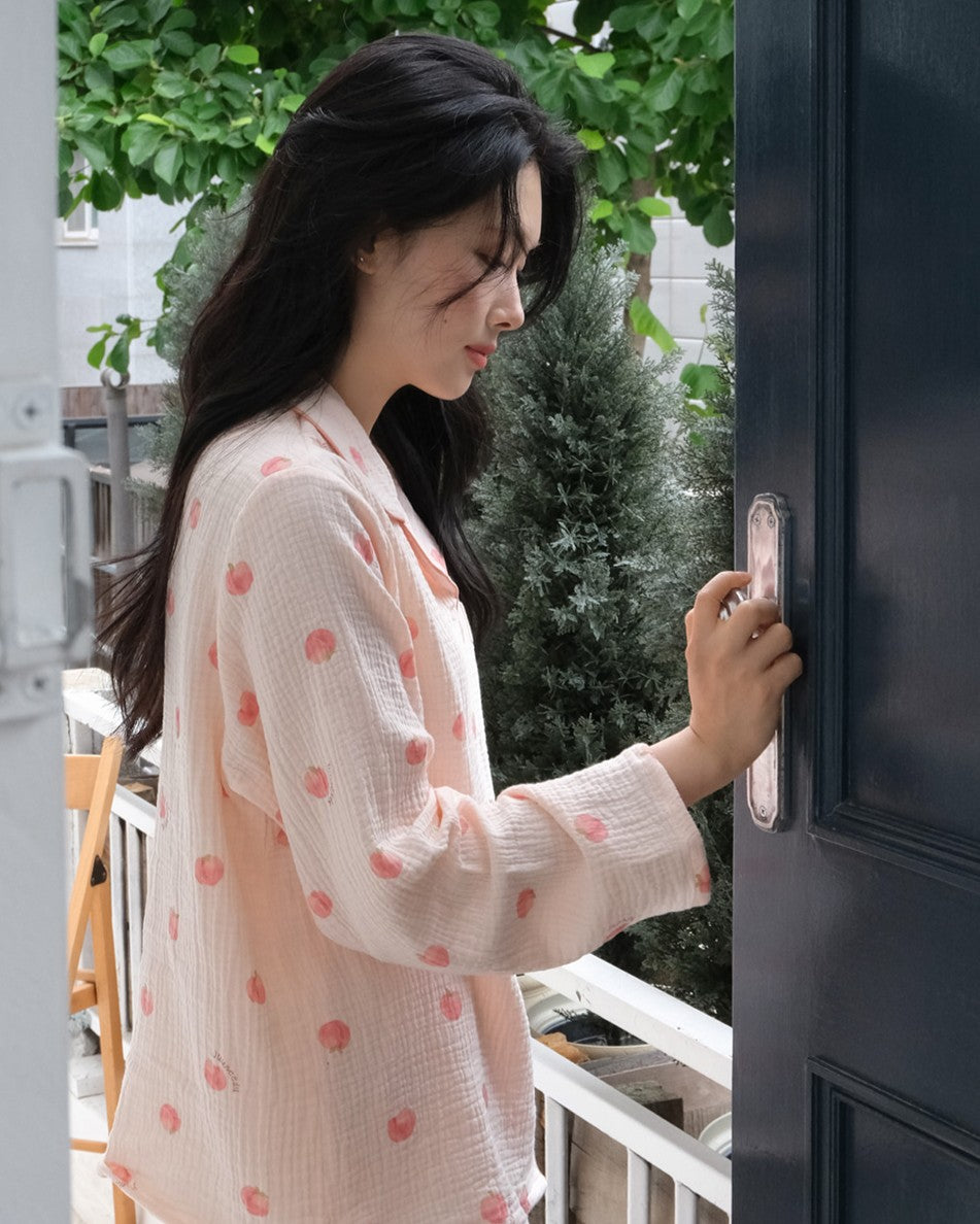 Juuneedu Peach Long Sleeves Pajamas Set 長袖睡衣套裝