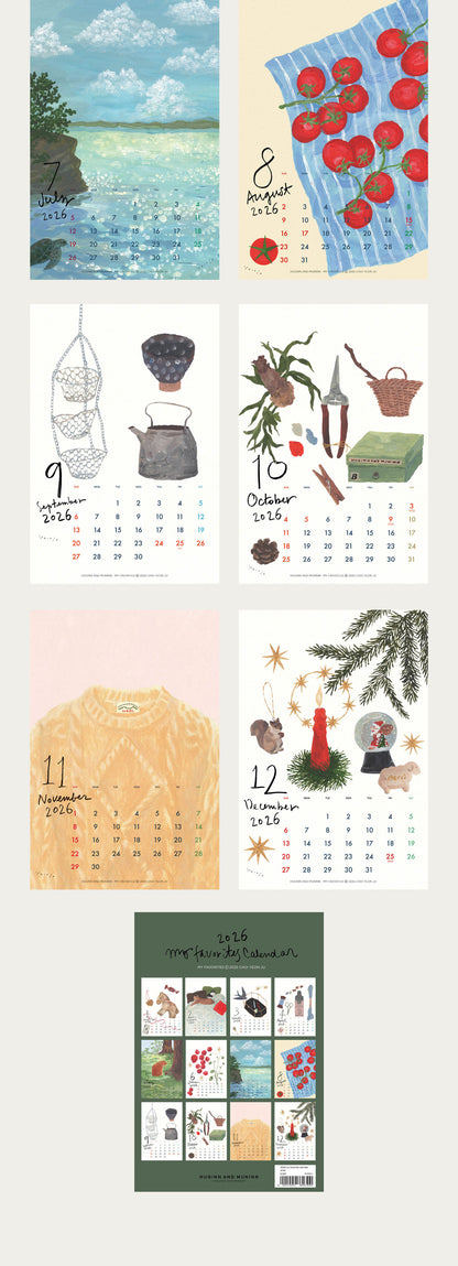 Huginn and Muninn My Favourite 2026 Wall Calendar+Wood Bar (2 size)