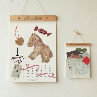 Huginn and Muninn My Favourite 2026 Wall Calendar+Wood Bar (2 size)