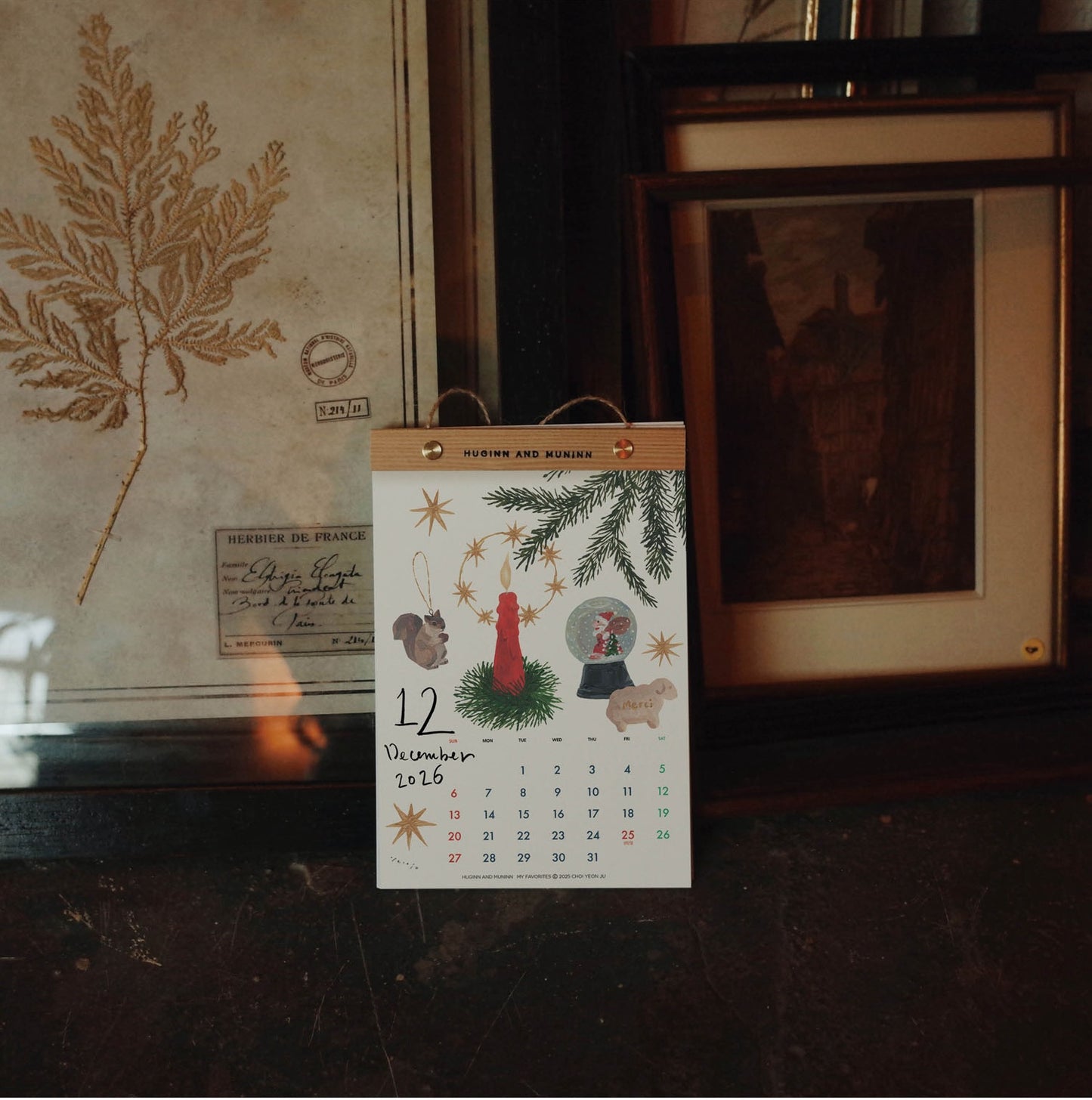 Huginn and Muninn My Favourite 2026 Wall Calendar+Wood Bar (2 size)