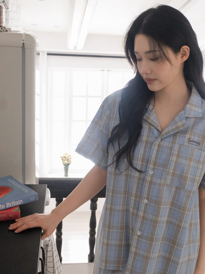 Juuneedu Harmony Tartan Check Short Sleeves Pajamas Set (3色) 短袖睡衣套裝