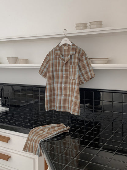 Juuneedu Harmony Tartan Check Short Sleeves Pajamas Set (3色) 短袖睡衣套裝