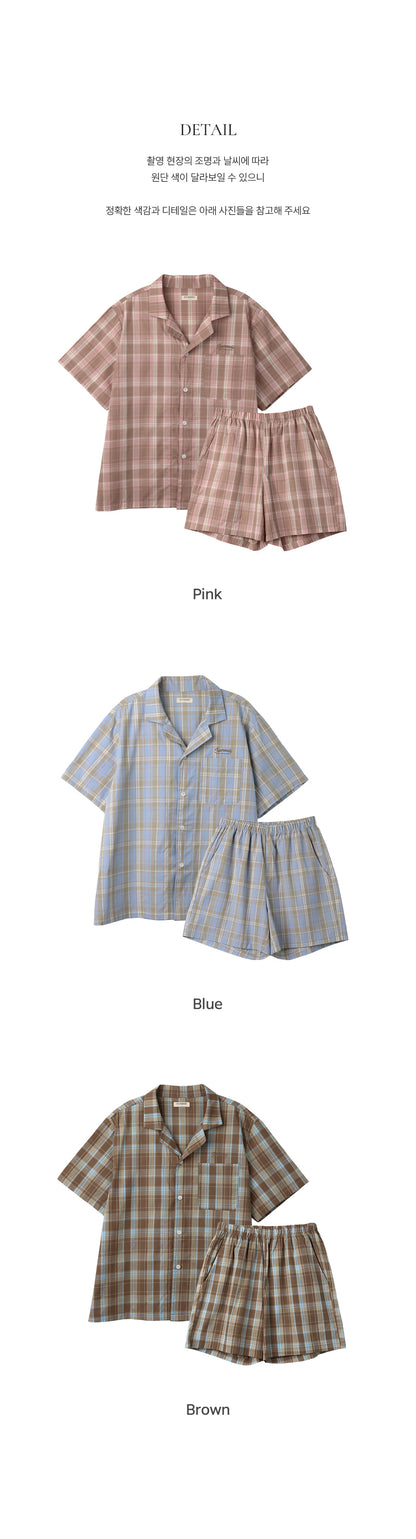 Juuneedu Harmony Tartan Check Short Sleeves Pajamas Set (3色) 短袖睡衣套裝