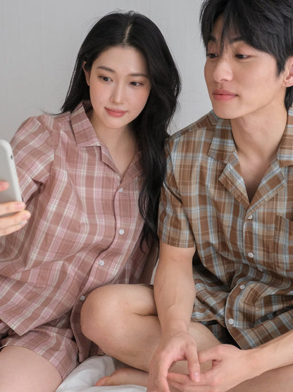 Juuneedu Harmony Tartan Check Short Sleeves Pajamas Set (3色) 短袖睡衣套裝