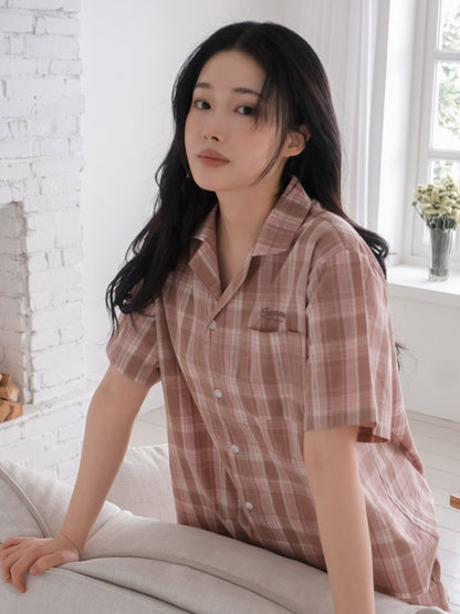 Juuneedu Harmony Tartan Check Short Sleeves Pajamas Set (3色) 短袖睡衣套裝