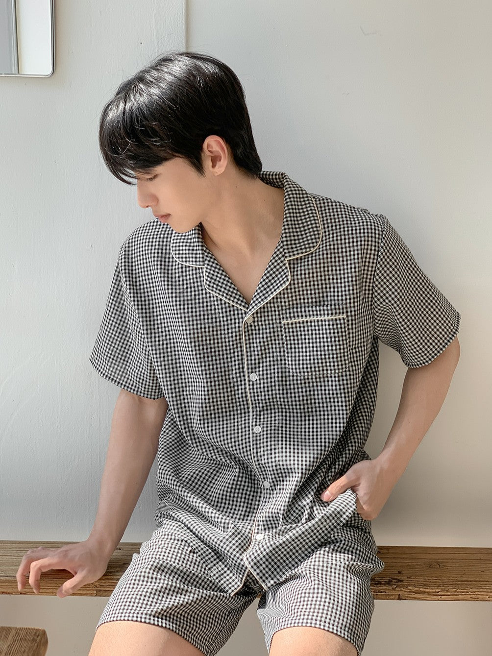 【買2套減$20💞】Juuneedu Sio Gingham Check Couple Short Sleeves Pajamas Set (3色) 短袖睡衣套裝