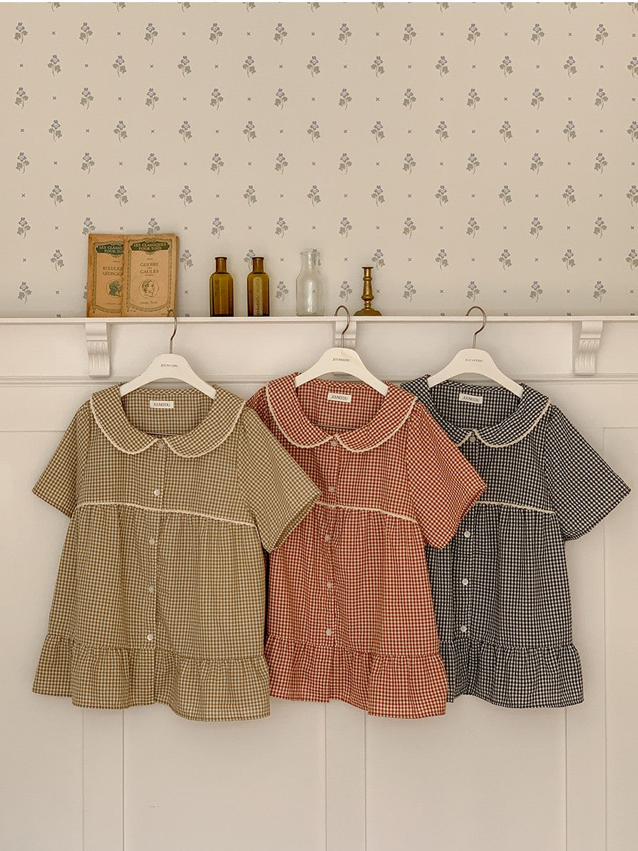 【買2套減$20💞】Juuneedu Sio Gingham Check Couple Short Sleeves Pajamas Set (3色) 短袖睡衣套裝