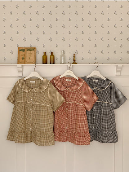 【買2套減$20💞】Juuneedu Sio Gingham Check Couple Short Sleeves Pajamas Set (3色) 短袖睡衣套裝