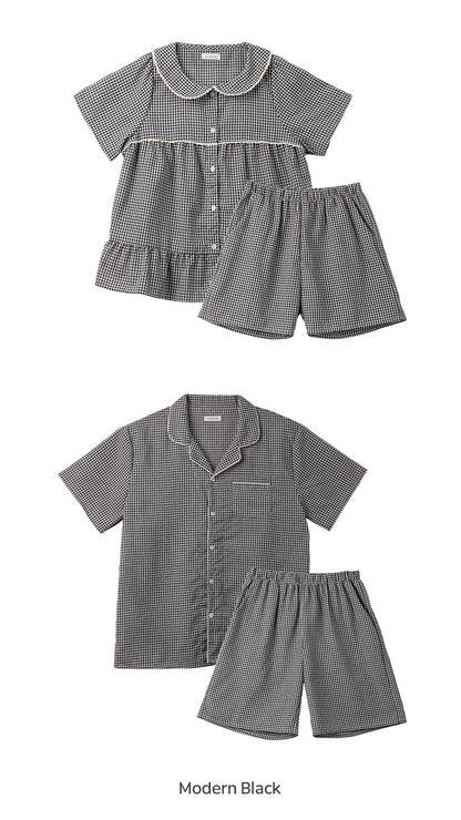 【買2套減$20💞】Juuneedu Sio Gingham Check Couple Short Sleeves Pajamas Set (3色) 短袖睡衣套裝