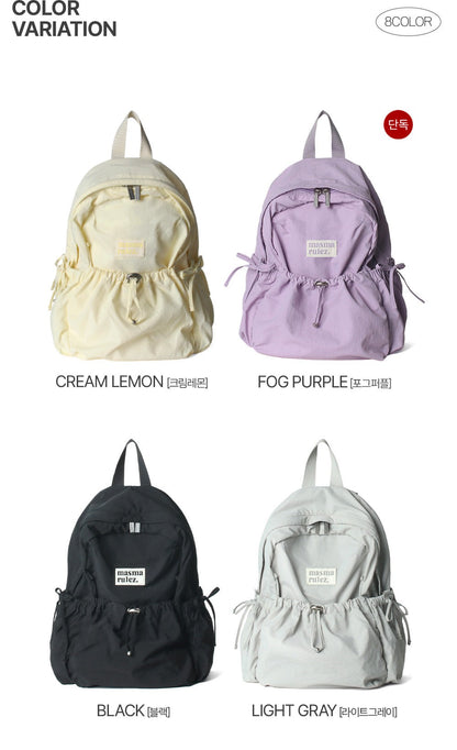 Masmarulez Mini ver. Ribbon Pocket Backpack_Light gray