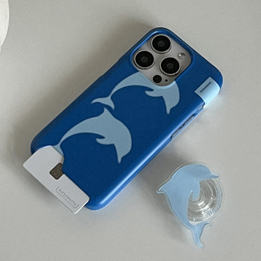 Happy Dolphin Phone Case (Hard/Card Storage) (2色)