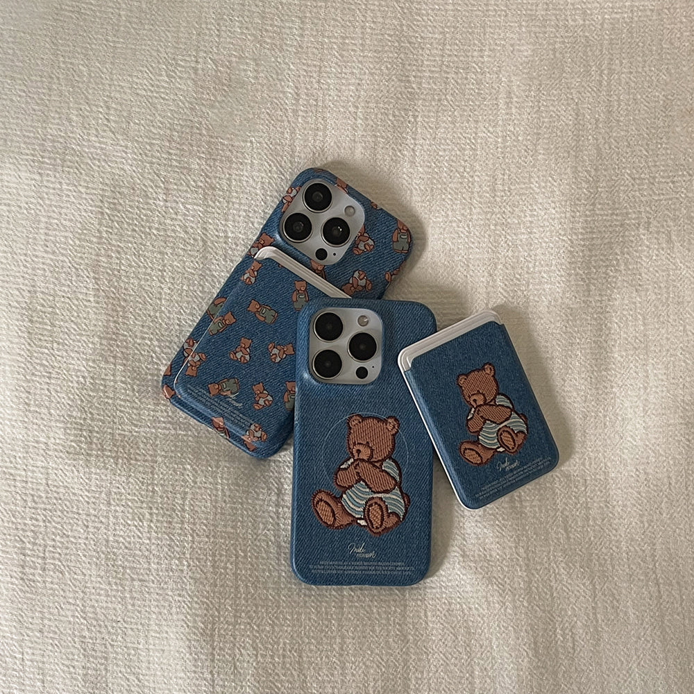 Teddy in Denim Phone Case (Hard/Card Storage/Magsafe)