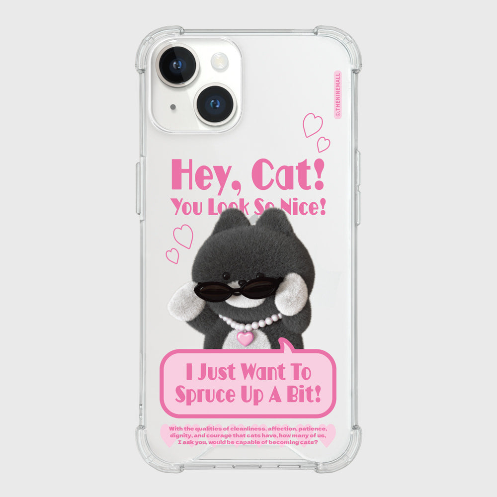 Heart Pendant Hey Cat Phone Case (Clear/Tank Clear 透明/透明Tank款