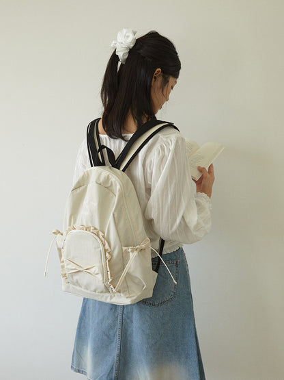 Ovuni Ruffle ribbon backpack_ivory