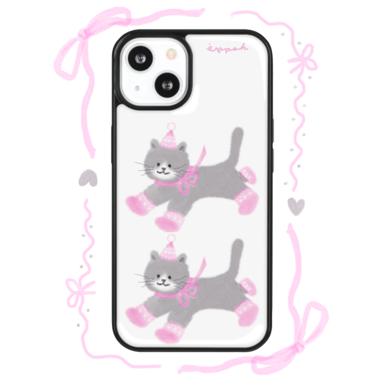Eppah Winter Knit Cat (Pink/Blue) Case (Epoxy bumper/Glass/Magsafe)
