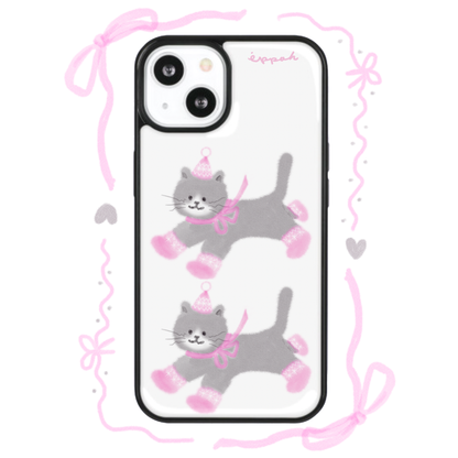 Eppah Winter Knit Cat (Pink/Blue) Case (Epoxy bumper/Glass/Magsafe)
