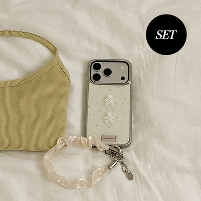 【Set】Sugar Confetti Button (Mirror Bumper Case)+ Pure Silk手機繩