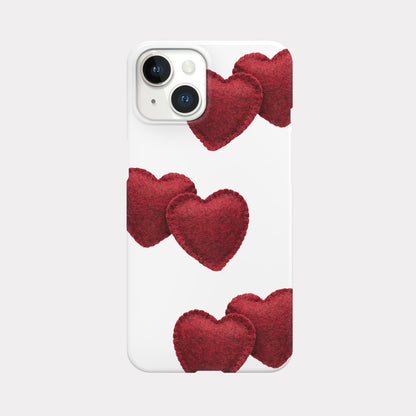 Red Felt Heart pattern Phone Case (Hard 普通硬殼)