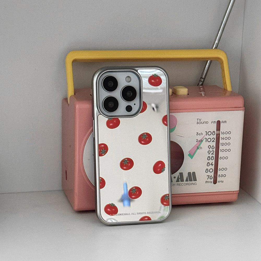 Mini Tomato Pattern Phone Case (Mirror silver bumper case)