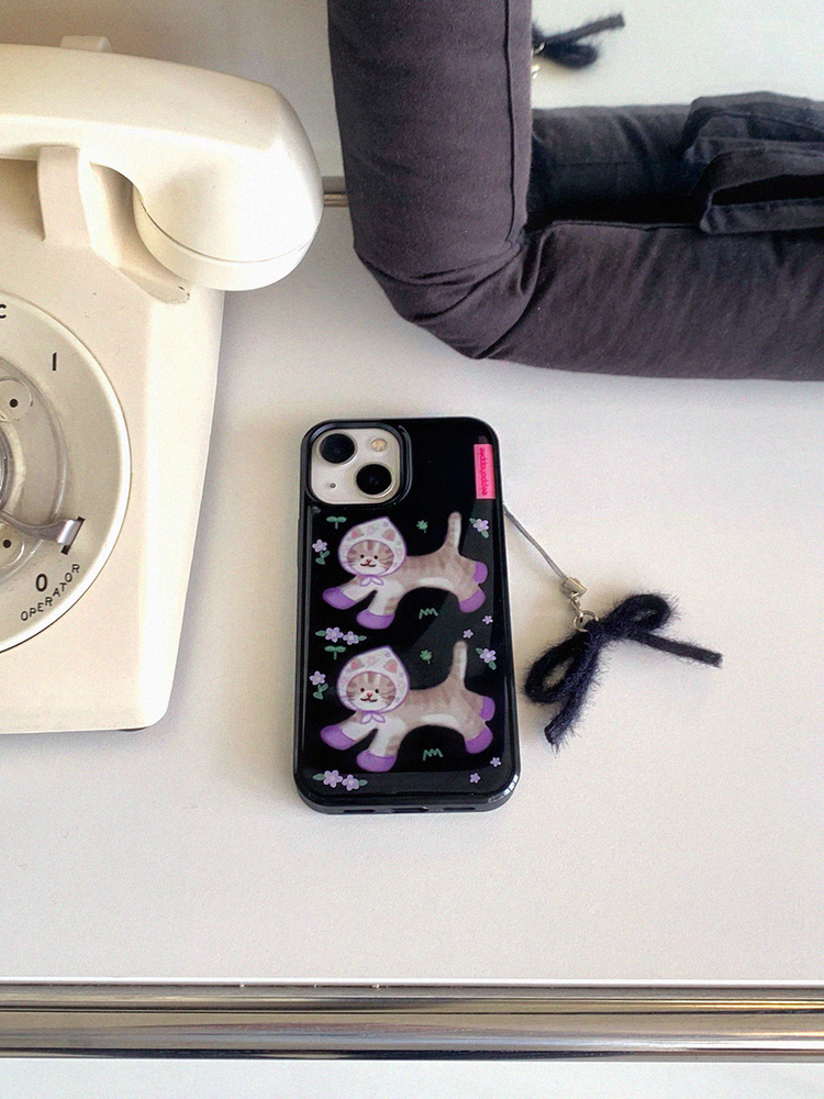 Eppah Flower Tabby Cat Case (Epoxy bumper/Glass/Magsafe)