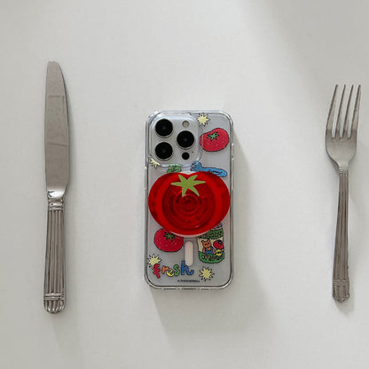 【Set】Tomato Drawing Pattern (Magsafe Jelly Hard) + Magsafe Tok