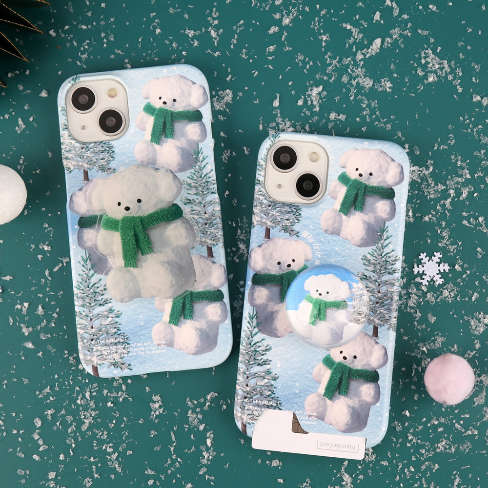 Pattern Puppy Snowman Phone Case (Hard/Card Storage)