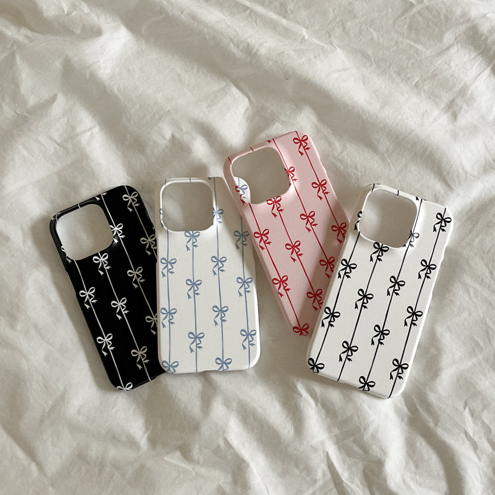 Line Ribbon Pattern Phone Case (Hard/Card Storage) (4色)