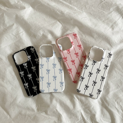 Line Ribbon Pattern Phone Case (Hard/Card Storage) (4色)