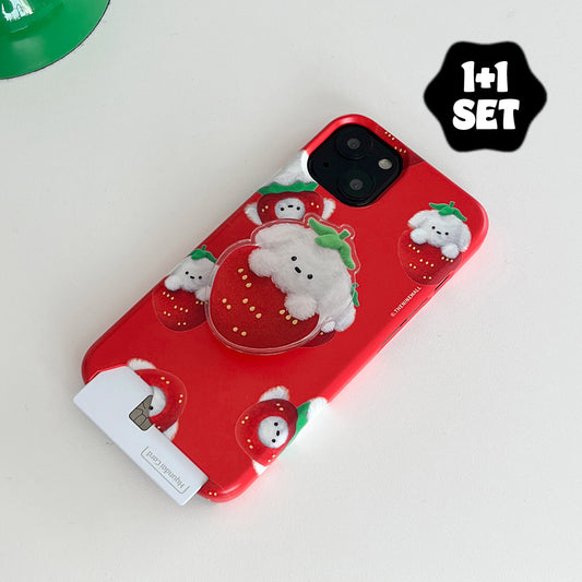 【1+1 Sale ~30/5】Pattern Strawberry Ppokku Red (Card Storage 插卡款) + Acrylic Tok