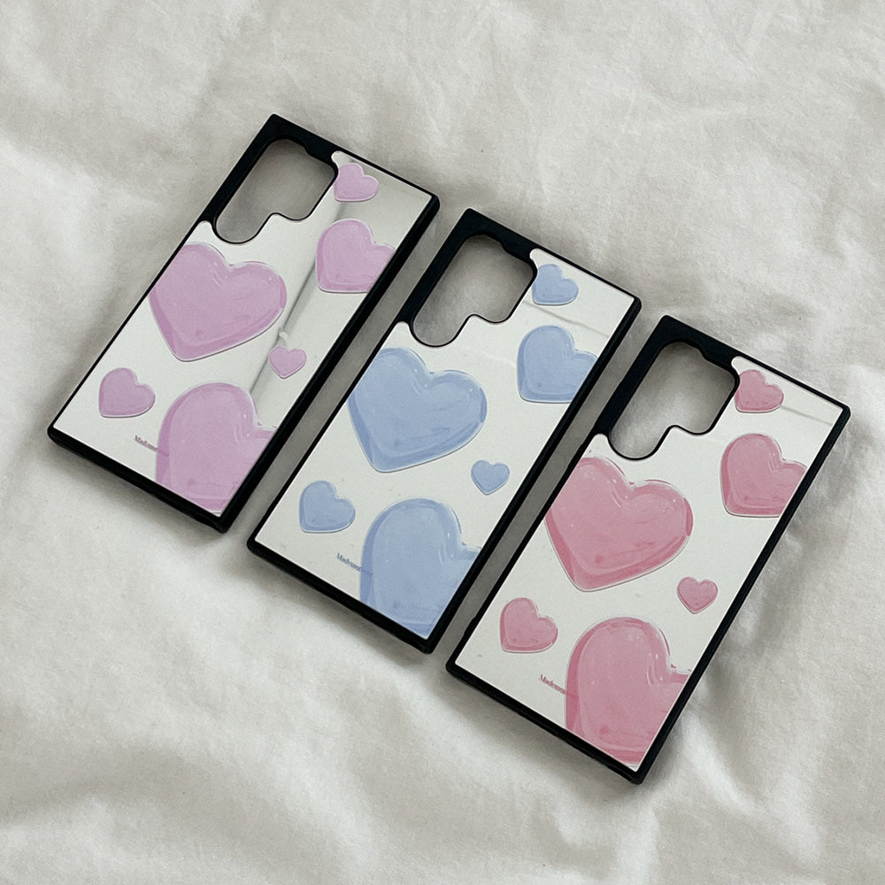 Clear Heart Pattern Mirror Bumper Case (鏡面殼) (3色)