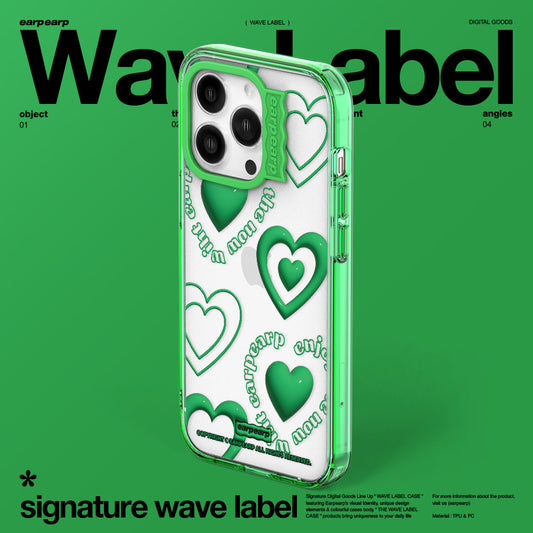 SOLID HEART OBJECT-GREEN (Wave Label Clear Case)