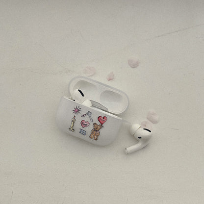 Mademoment Vintage Drawing Pattern Airpods Case (半透明殼)