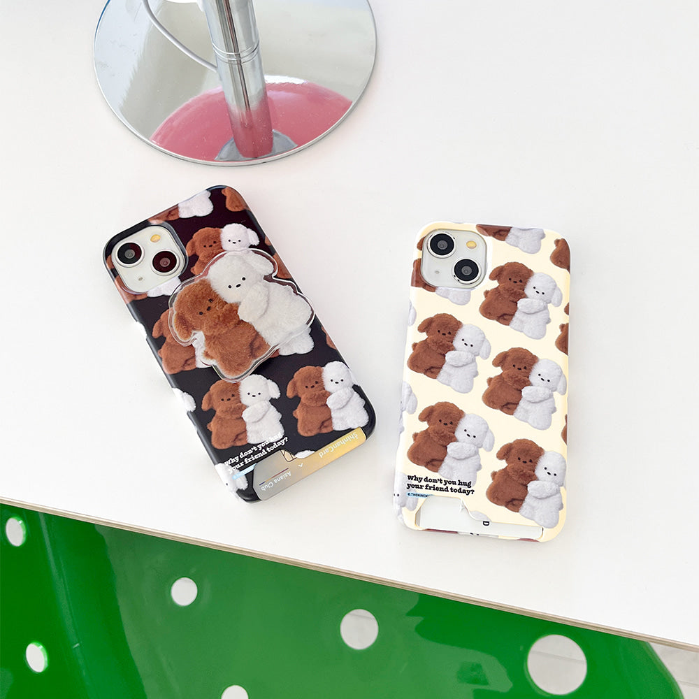 Pattern Hug Puppy Phone Case (Hard/Card Storage) (2色)