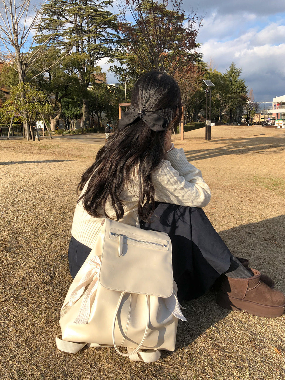 Ovuni Classic Bow Backpack_Cream