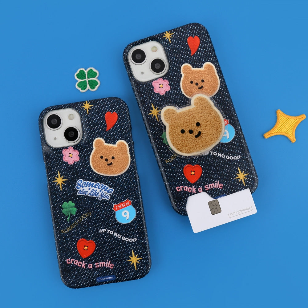 Pattern Denim Patch Phone Case (Hard/Card Storage)