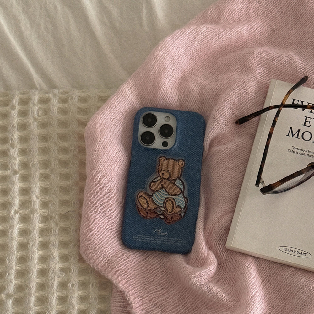Teddy in Denim Phone Case (Hard/Card Storage/Magsafe)