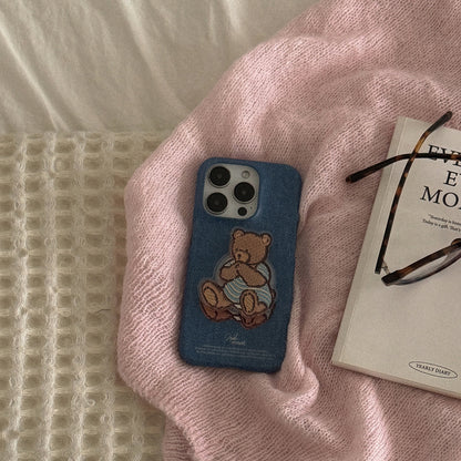 Teddy in Denim Phone Case (Hard/Card Storage/Magsafe)