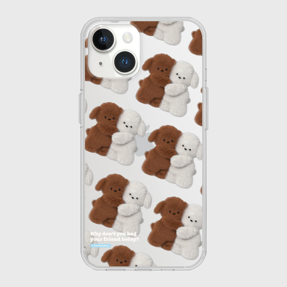 Pattern Hug Puppy Phone Case (Clear/Tank Clear/Clear Card Storage)