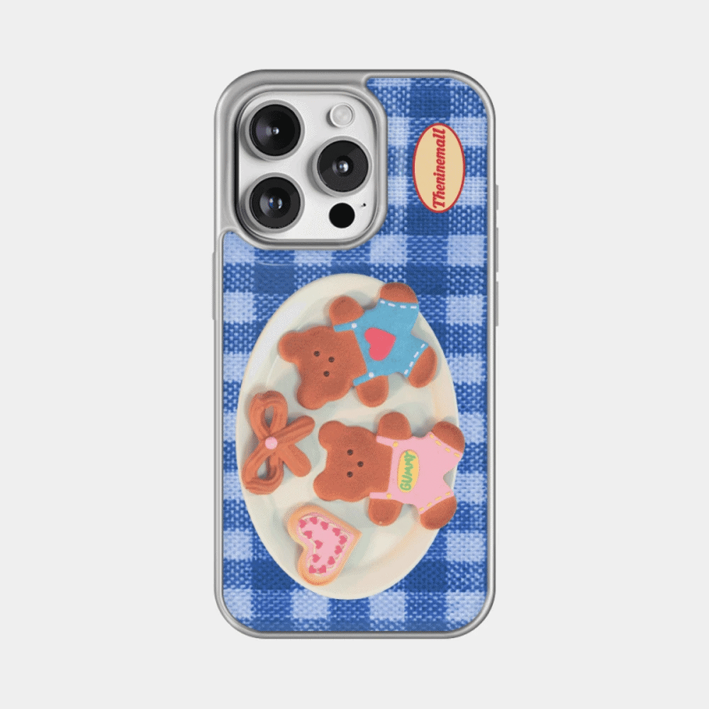 Gummy Cookie Check Pattern Phone Case (Silver bumper)