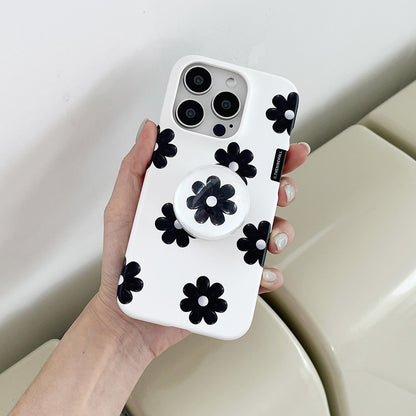 Black Marguerite Flower Pattern Phone Case (Hard/Card Storage) (2色)