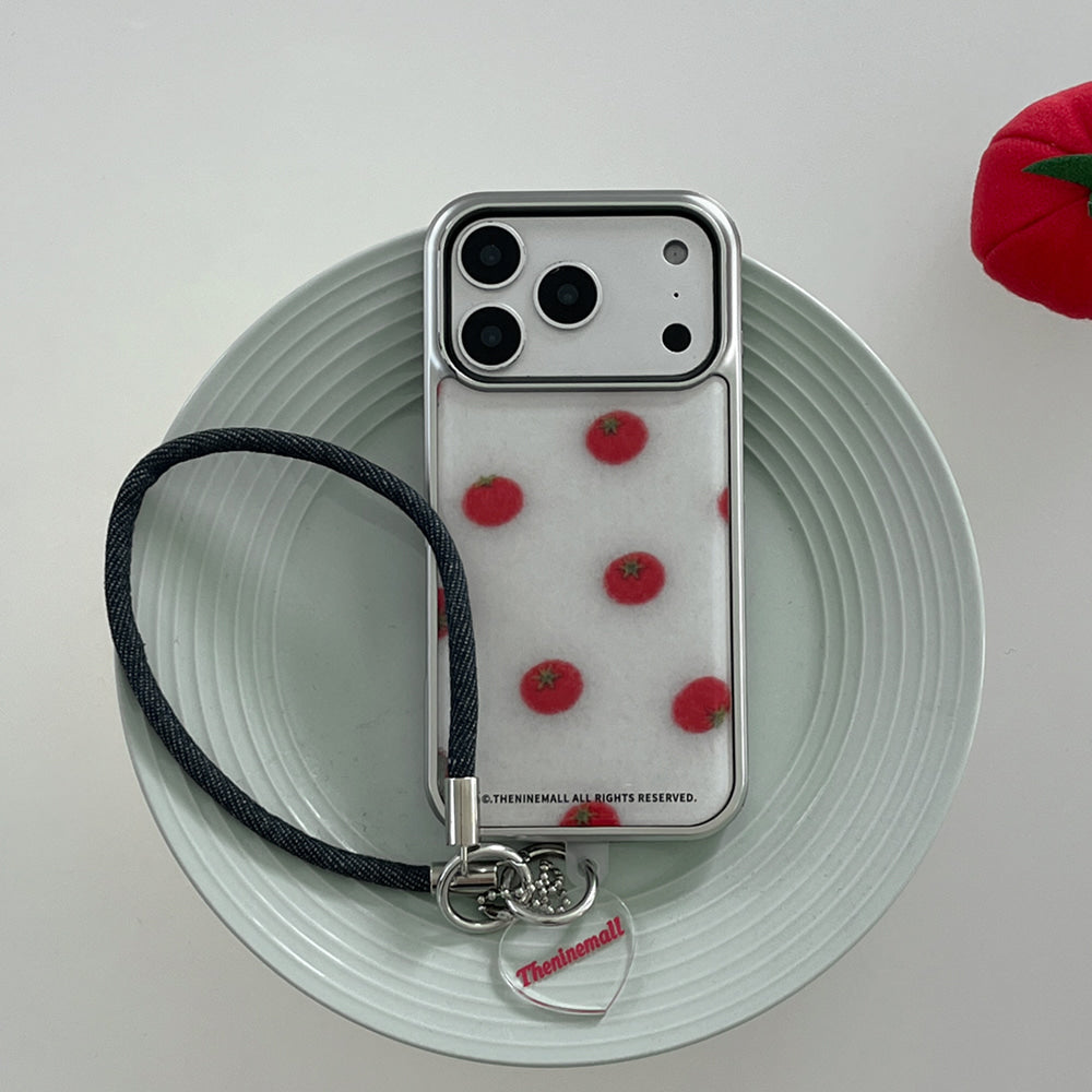 【Set】Felt Tomato (Silver Bumper Case)+手機繩