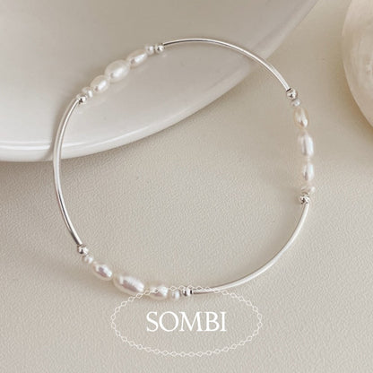 [SOMBI/Silver925] Salt Pipe Freshwater Pearl Bracelet (2 sizes)