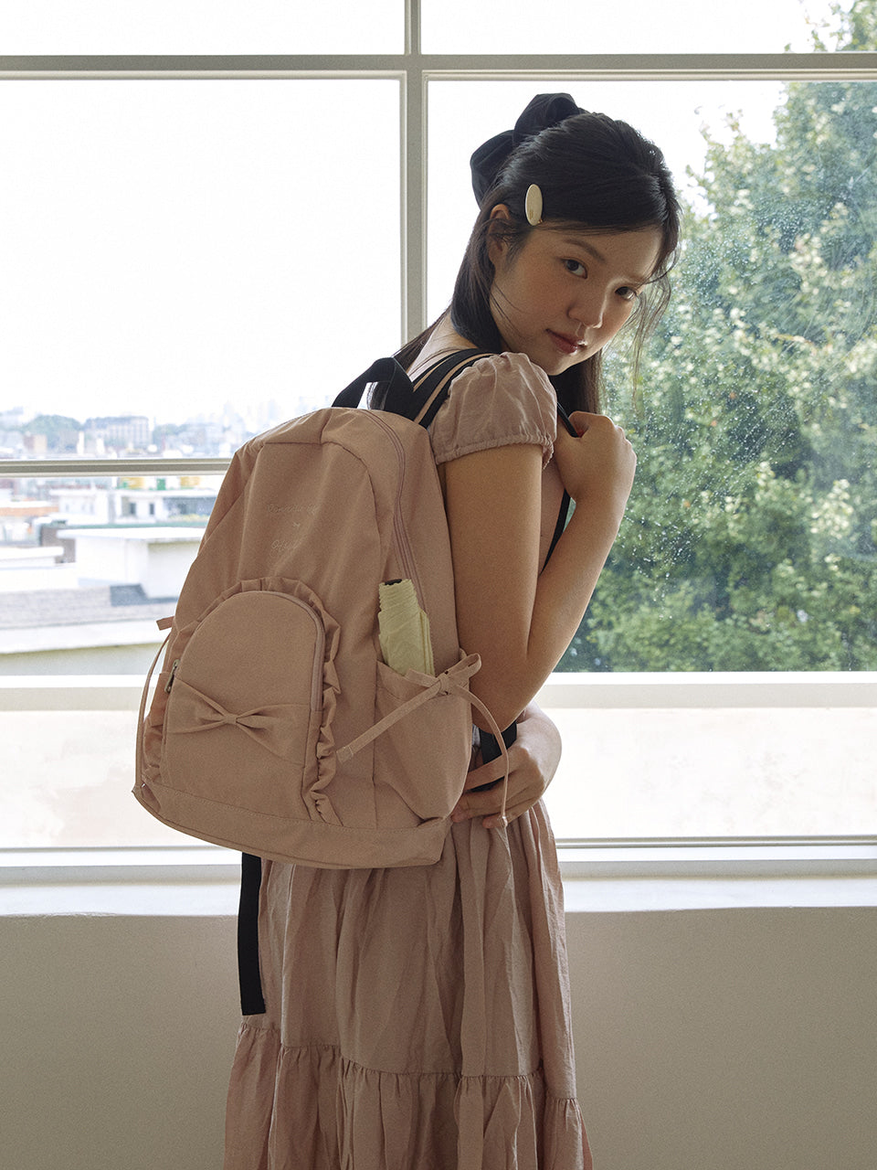 Ovuni Ruffle ribbon backpack_pink