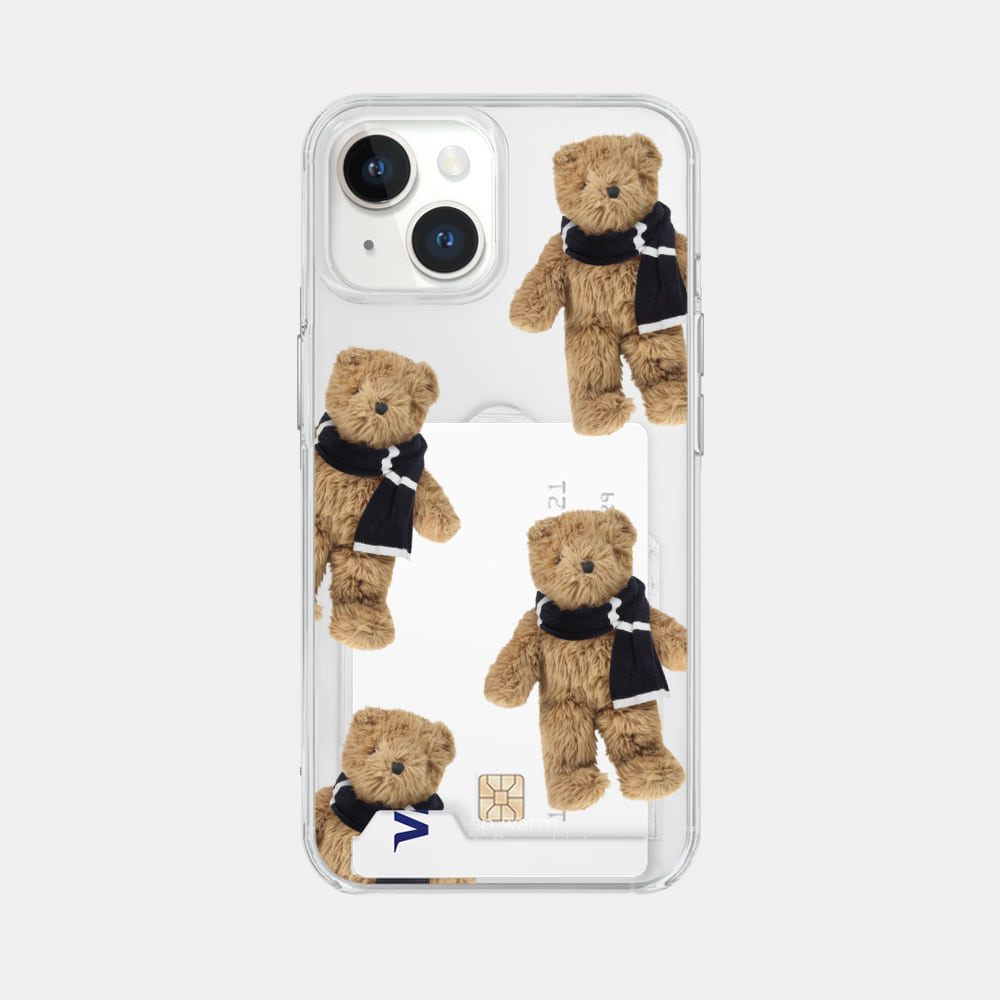 Pattern Winter Fluffy Teddy Phone Case (Clear/Tank Clear/Clear card storage)