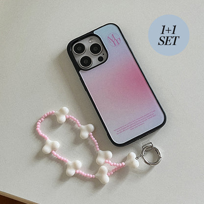 【1+1 Set】[mm] Pastel Gradation Pink(Bumper Case)+膠片+手機繩