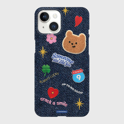 Pattern Denim Patch Phone Case (Hard/Card Storage)