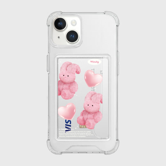 Pink Heart Toy Windy Phone Case (Card Pocket)