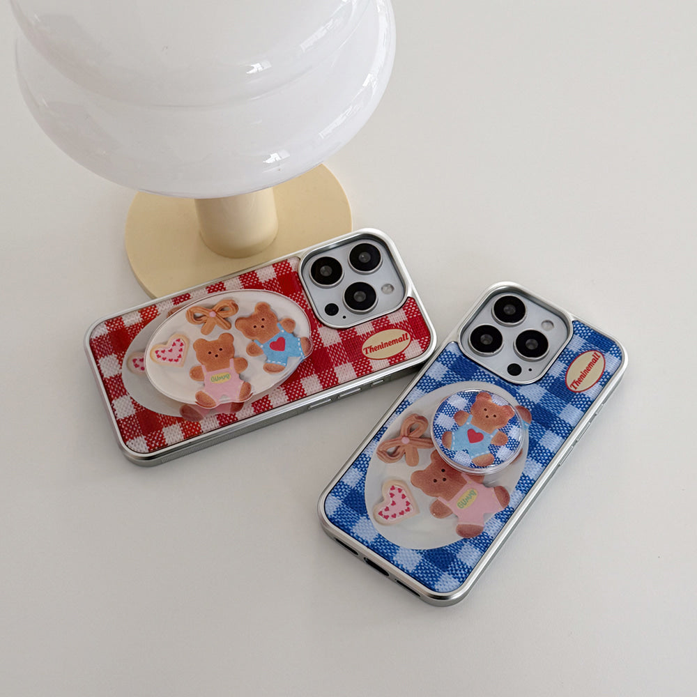 Gummy Cookie Check Pattern Phone Case (Silver bumper)