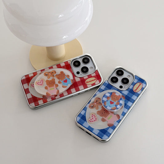 Gummy Cookie Check Pattern Phone Case (Silver bumper)