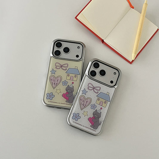 Hey Cat Little Home Phone Case (Silver bumper)